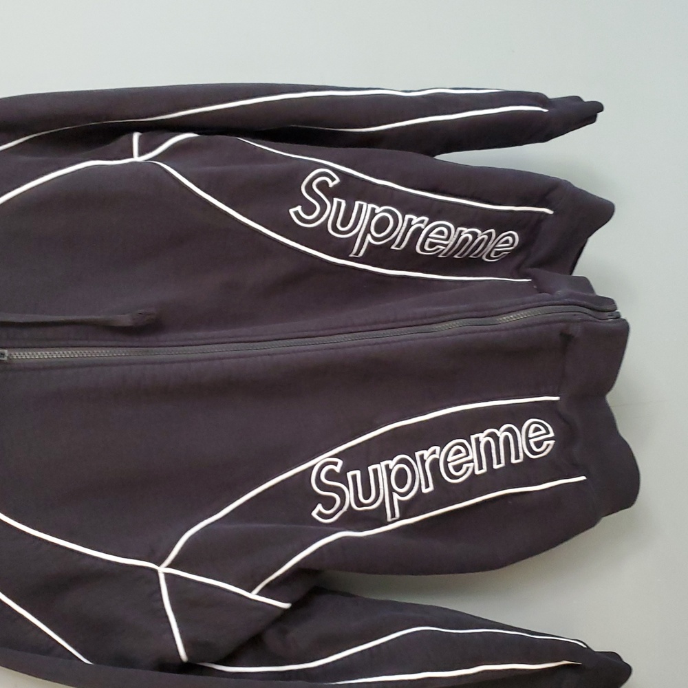 Supreme Black Zip-Up Hoodie with White Detailing - Picture 2 of 6